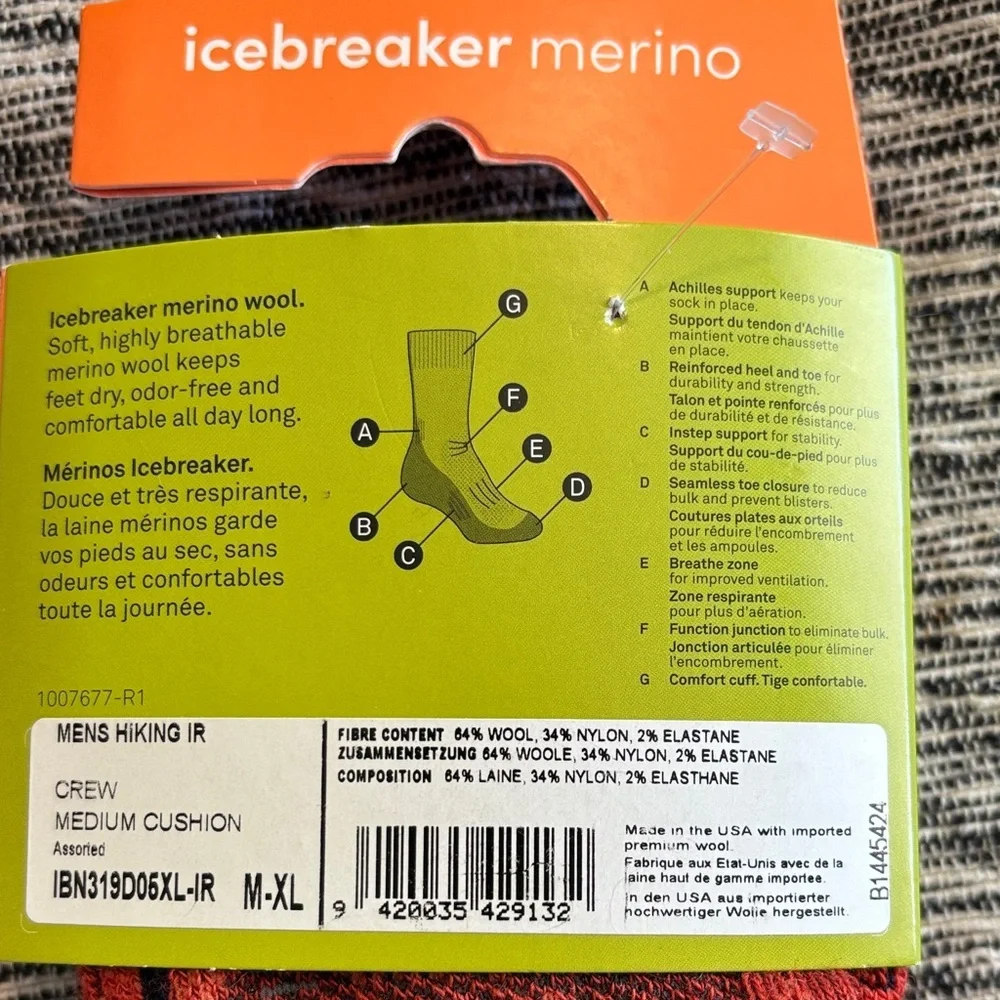 Icebreaker Merino Red Athletic Socks